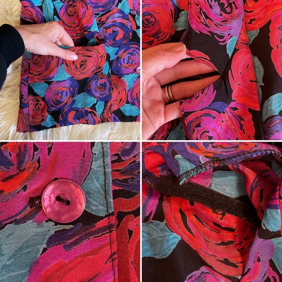 Vintage Michel Antoni Fall Floral Tulip Midi Skirt and Oversized Blazer set - Picture 4 of 16